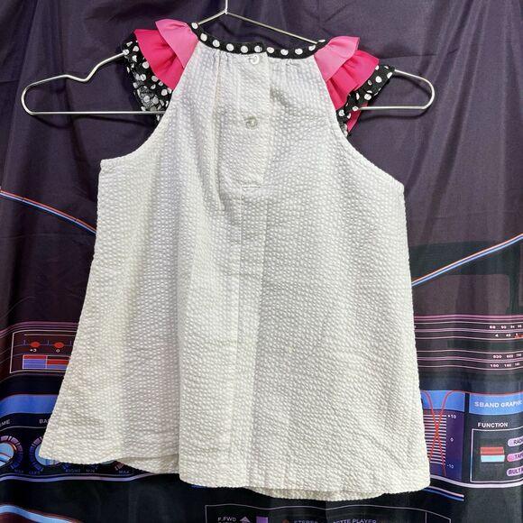 Rare Editions Ladybug Applique Ribbon Sear Sucker Mini Dress Girls Size 5 - Picture 2 of 8